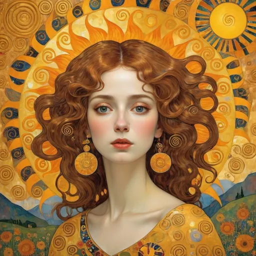 Prompt: The Sun. Style of Klimt