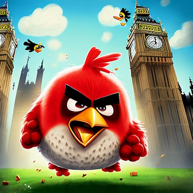 Prompt: Angry Birds attacking Big ben