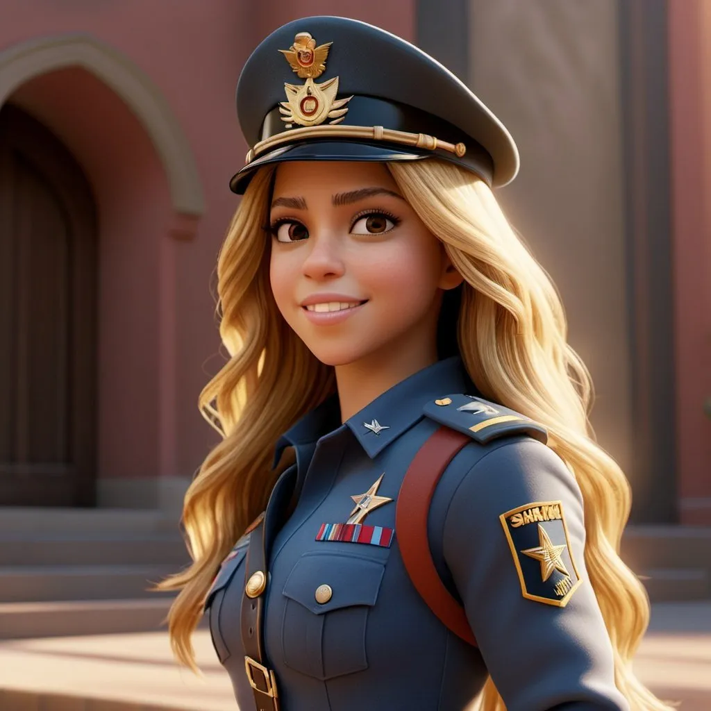 Prompt: Shakira is soldier, 3 d animated movie, animated film, 3 d animation demo reel, photorealistic disney, beautiful render, cinematic shot!, weta disney, 3d magical details, disney 2d animation still, animation film, pixar renderman render, in style of disney animation