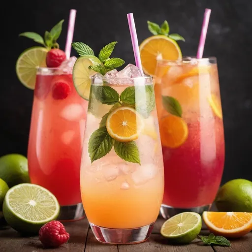 Prompt: Create image of tempting summer mocktails drinks