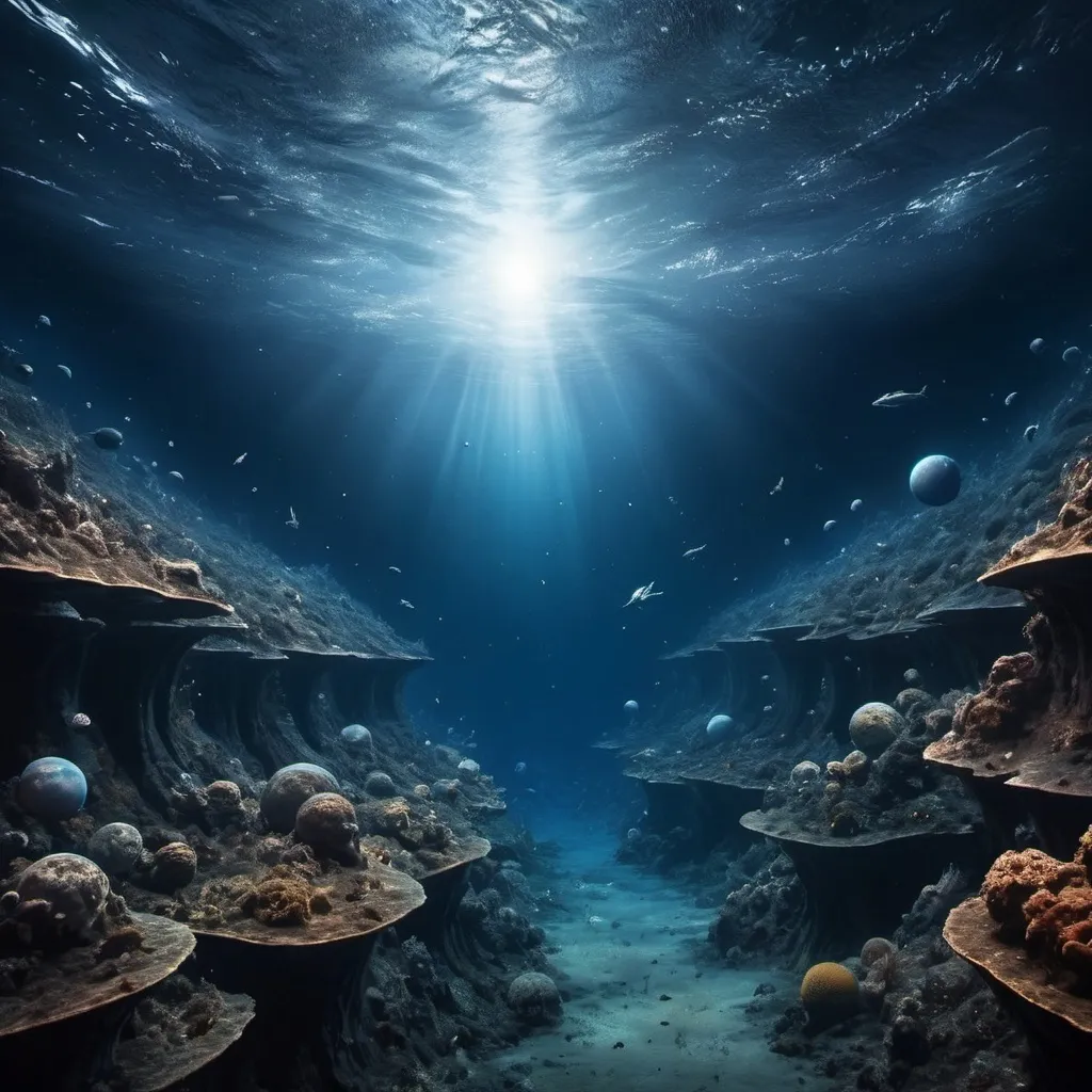 Prompt: outer space in the depths of the ocean