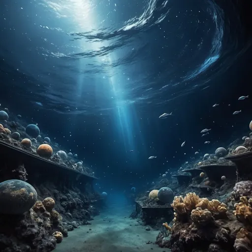 Prompt: outer space in the depths of the ocean