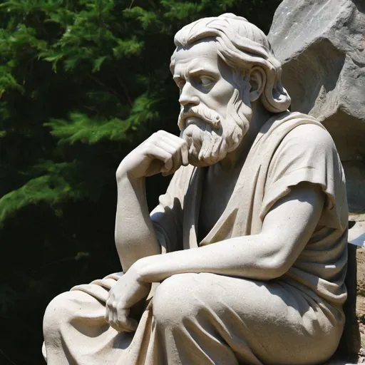 Prompt: Stone philosopher thinking 