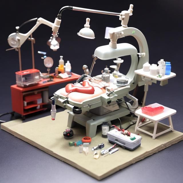 Prompt: detailed miniature diorama  heart surgery operation theatre


