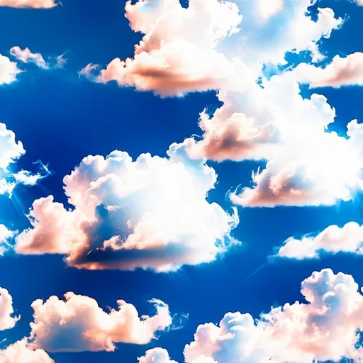 Prompt: sky with some small, white, and fluffy clouds during the day