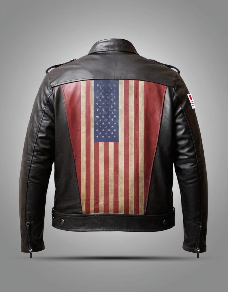 Prompt: Make a design for my leather jacket flag style but it should be uniqe design