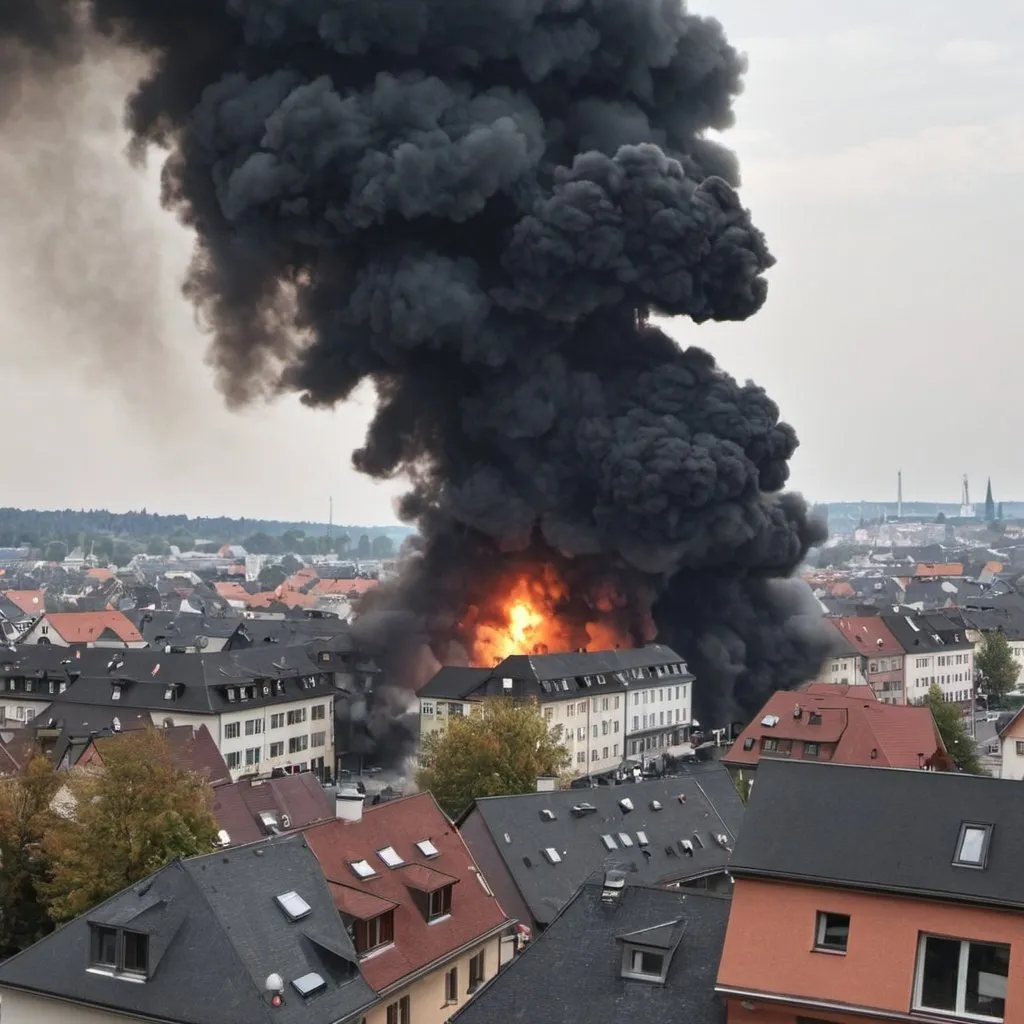 Prompt: Bombardierte Stadt mit schwarzen Menschen