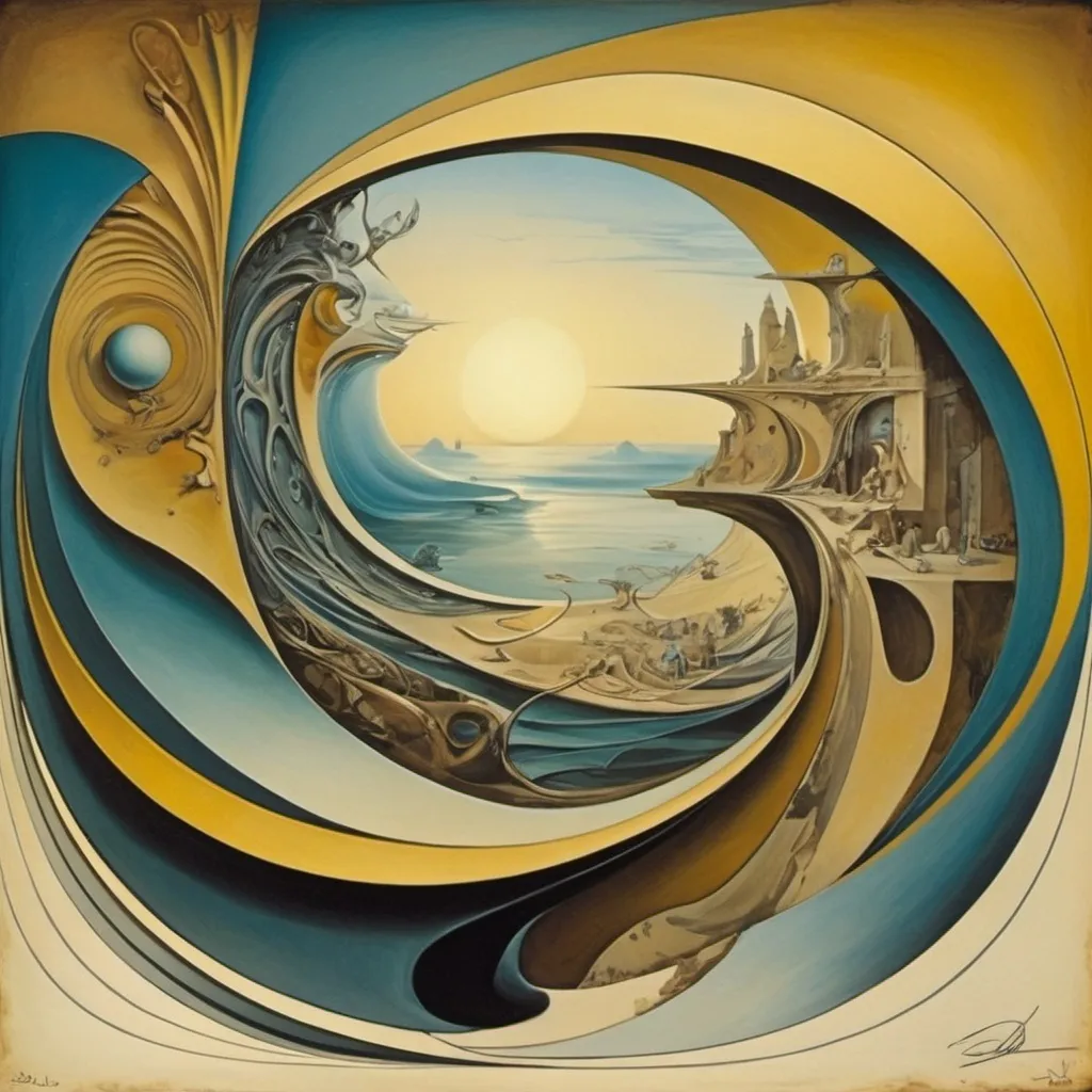 Prompt:  futuristic elements, art nouveau transformation, (Leonardo da Vinci influence), the art of drawing, abstract colours, dynamic and flowing shapes, juxtaposition of thick and soft lines, historical influence, flowing patterns (salvador dali influence).