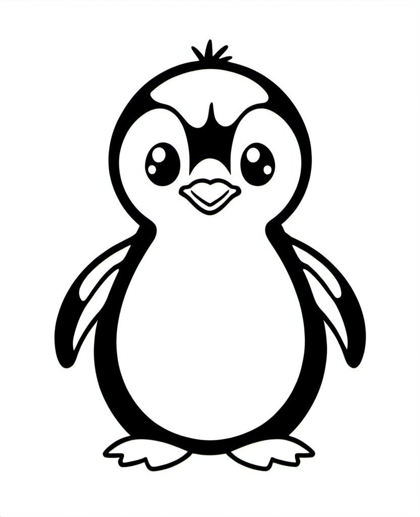 Prompt: A cute Penguin for coloring page