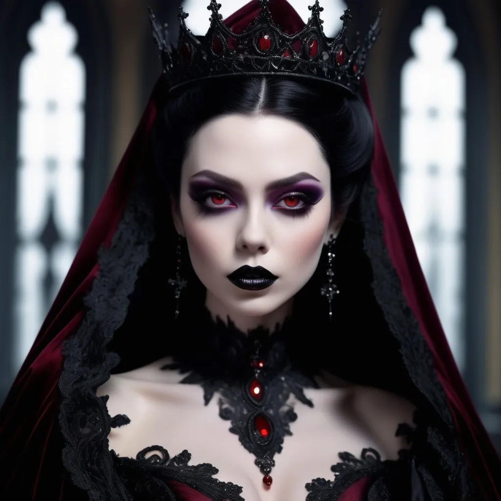 A breathtakingly beautiful gothic dark queen with a...