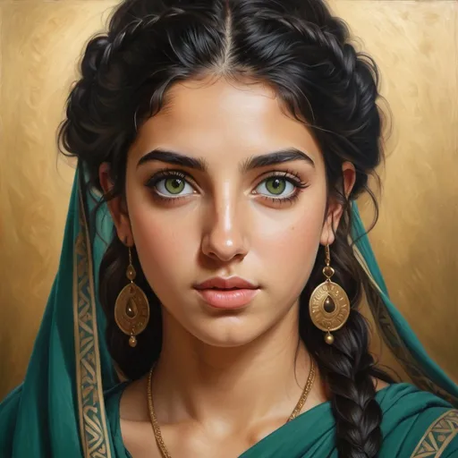 Young Greek women, oil painting, hyper realistic, hi...