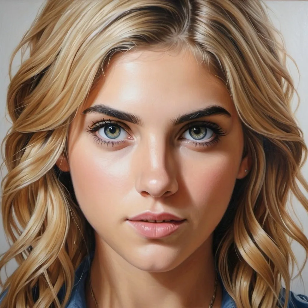 Prompt: Annabeth Chase, oil painting, hyper realistic, high details, symmetric, perfect eyes, perfect hair, beautiful,