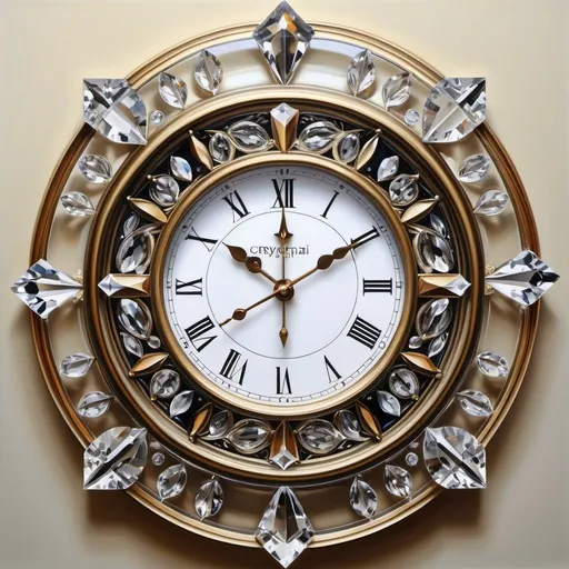 Prompt: A clock made of crystal, oil painting, hyper realistic, high details, symmetric, beautiful, 