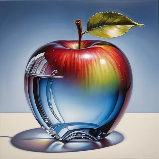 Prompt: A apple made of crystal, oil painting, hyper realistic, high details, symmetric, beautiful, 