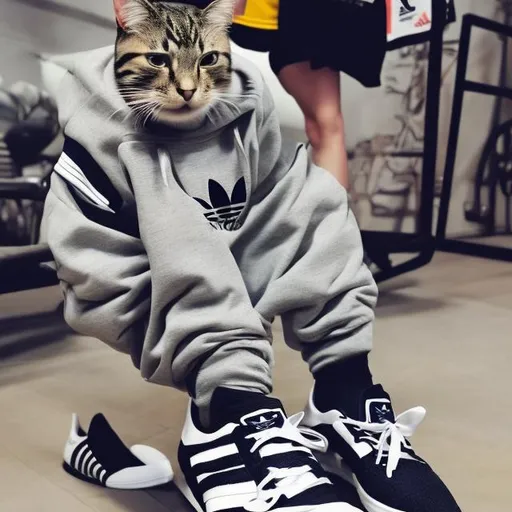 Prompt: A cat wearing Adidas clothes