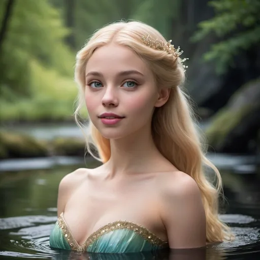 Prompt: Meet Aurora, a vision of ethereal beauty that captivates all who behold her. With cascading locks of golden hair that shimmer like sunlight on a tranquil lake, and eyes the color of the clearest summer sky, Aurora's appearance is nothing short of enchanting.

Her features are delicate yet defined, with high cheekbones, a graceful nose, and lips that seem perpetually touched by a hint of a smile. Her skin is porcelain smooth, with a soft, rosy glow that hints at the warmth of her inner spirit.

But it's not just Aurora's physical beauty that draws people to her; it's the radiant light that seems to emanate from within her. She carries herself with an effortless grace and confidence, moving with the fluidity of a dancer and the poise of a queen.

Aurora's beauty is not just skin deep; it's a reflection of the kindness, compassion, and generosity that fill her heart. She has a gentle spirit and a caring nature, always quick to offer a smile or lend a helping hand to those in need.

In every aspect, Aurora is a true embodiment of beauty—both inside and out. She is a beacon of light in a world often shrouded in darkness, reminding us all of the power and wonder of true beauty.