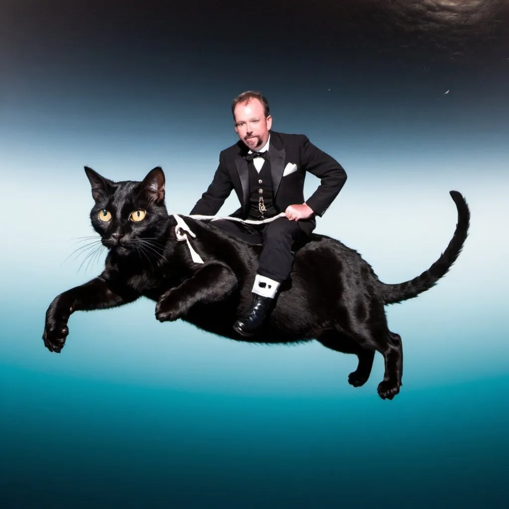 bret minter floating toward black puss