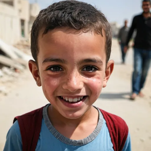 Prompt: happy gaza kid portrait