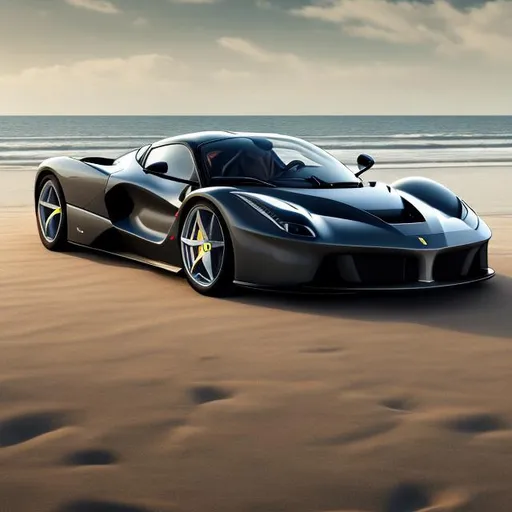 Prompt: Ferrari la ferrari,on the beach,4k,wallpaper,cool
