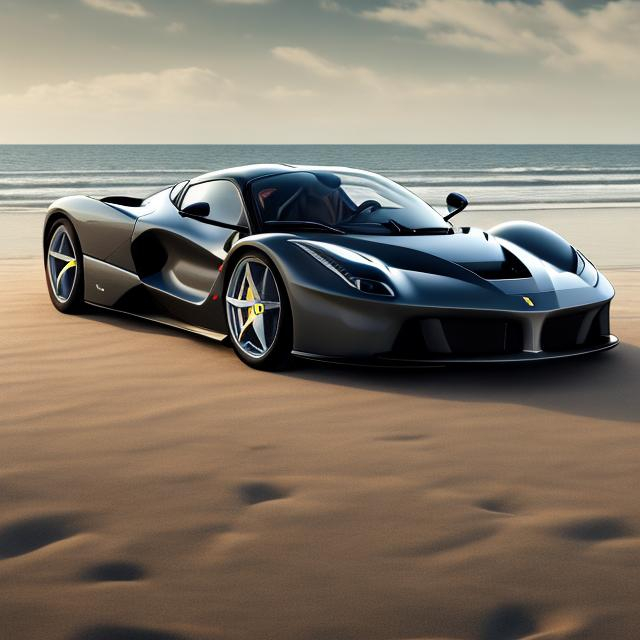 Prompt: Ferrari la ferrari,on the beach,4k,wallpaper,cool
