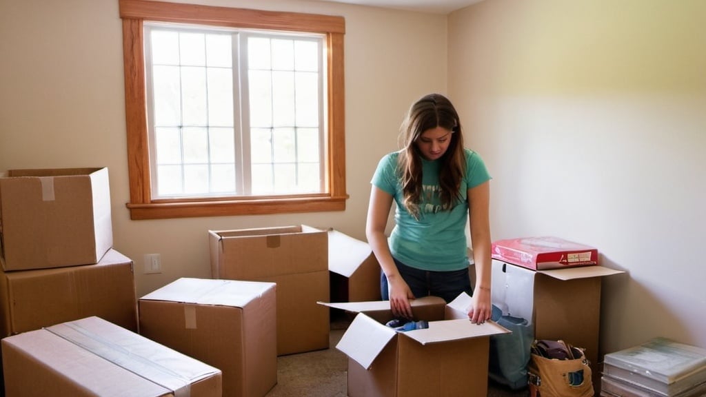 Prompt: Imagine a young 20-something female who is packing up her childhood home.