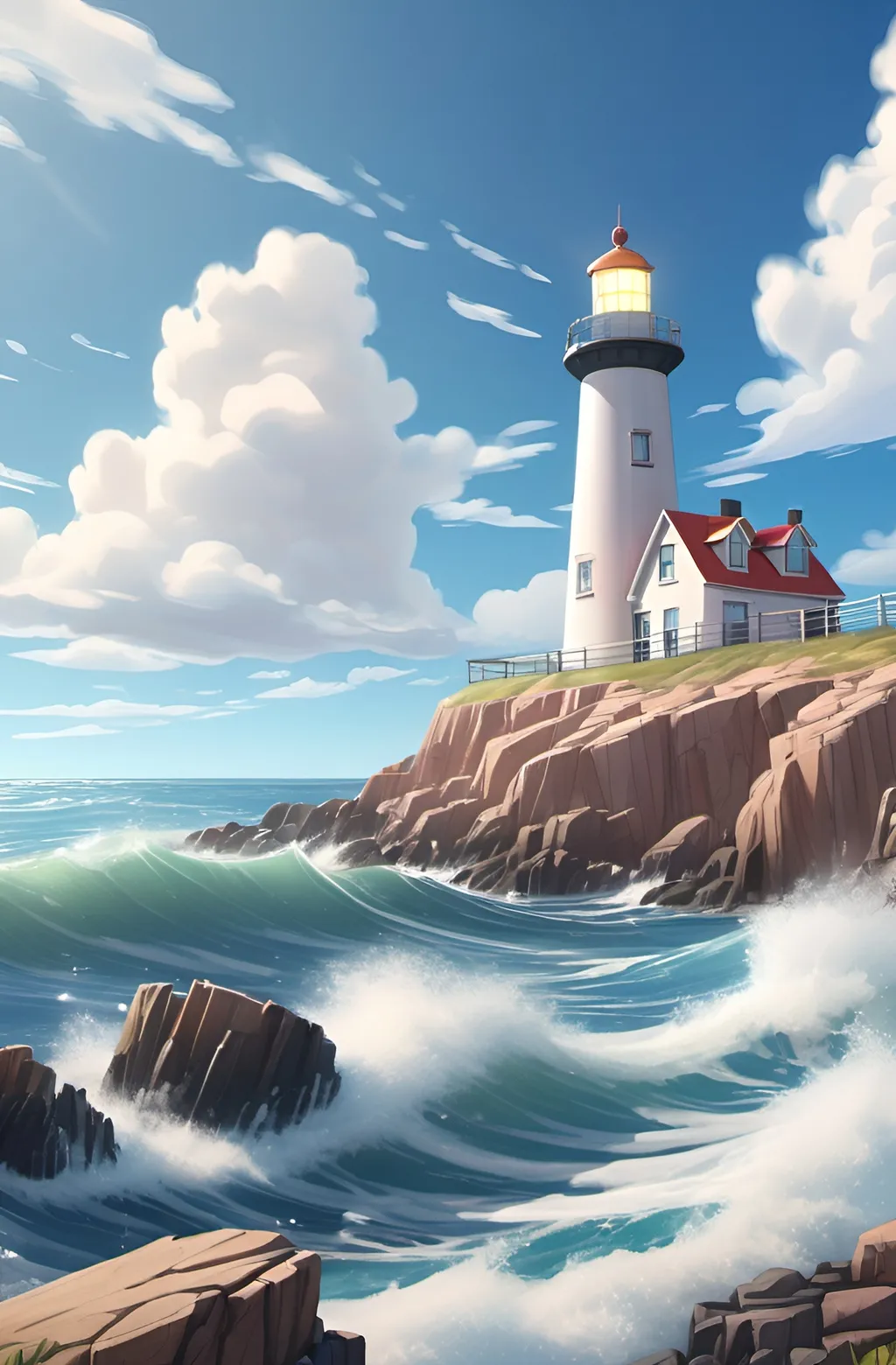 Prompt: (Realistic visual novel style background)

Lighthouse