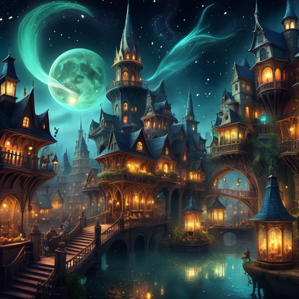 Prompt: Fantasy city of whitches