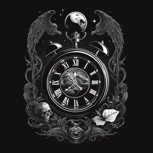 Prompt: create a design illustration to be used on a t-shirt with the theme "eleven time of legacy" with a dark illustration style