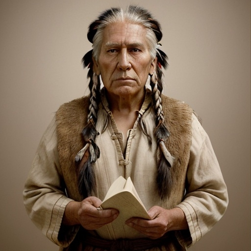 Prompt: Create an image of Alma the younger from the Book of Mormon in his old age. He is a man. He looks native american
