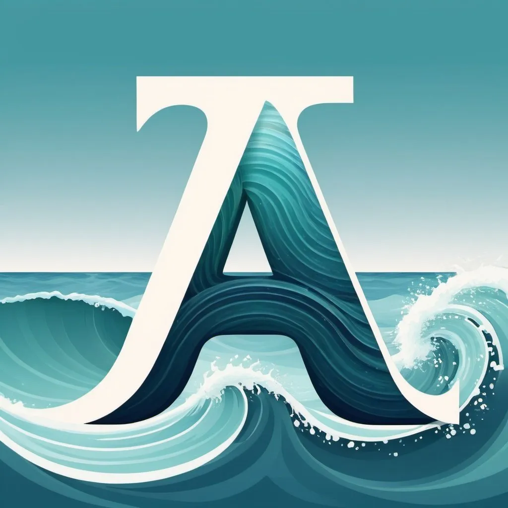 Prompt: a letter a with sea waves