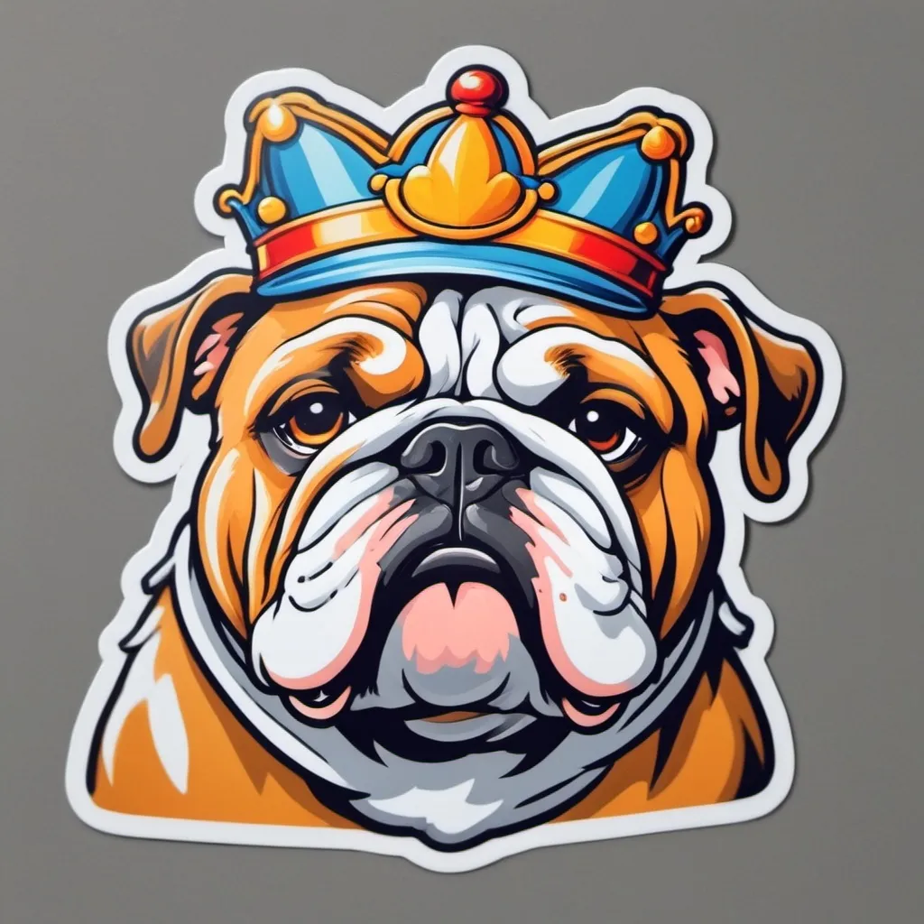 Prompt: Bulldog with funny headwear 