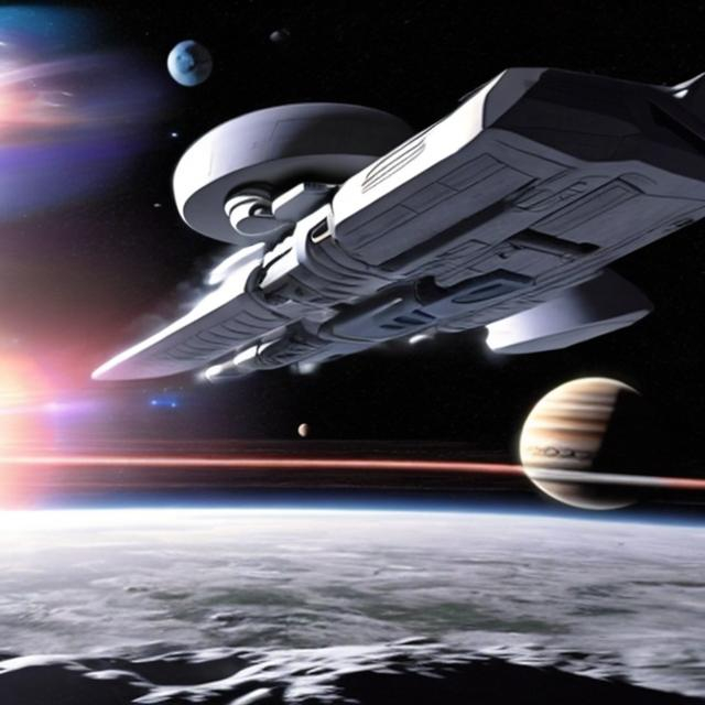 Prompt: The Starship leaving the solar system on its first mission beyond the solar system.