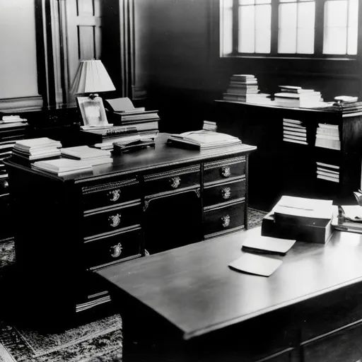 Prompt: Albert Einstein's desk on the day of his death.