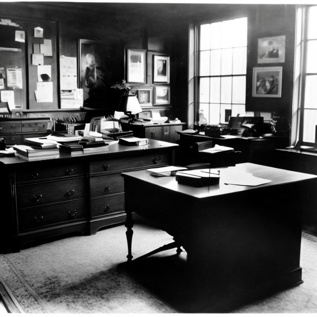 Prompt: Albert Einsten's desk on the day of his death.