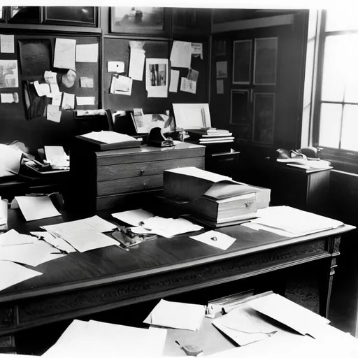 Prompt: Albert Einsten's desk on the day of his death.
