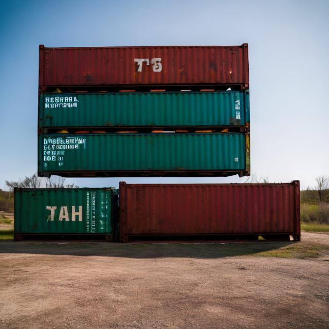 Prompt: Old abandoned 1960s Soviet shipping containers filled with cars.