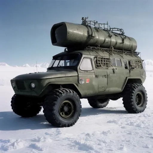 Prompt: The Soviet Antarctic off-road vehicle Kharkovchanka.