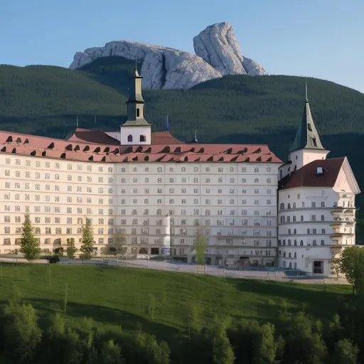 Prompt: The Hotel Panorama located in Slovakia,which was featured on Molchat Doma's album Etazhi.