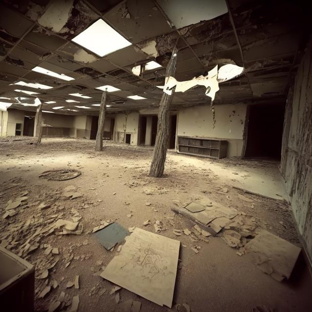 Prompt: Very old sad dusty pictures of the abandoned YouTube headquarters.