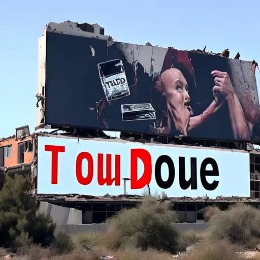 A old torn down YouTube billboard with very disfigur