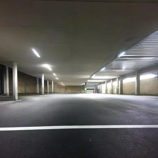 Prompt: Liminal space of a car park.