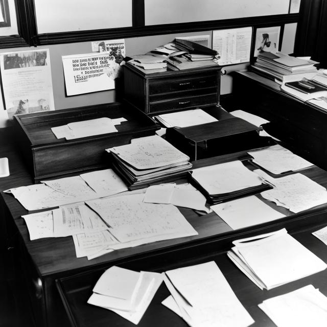 Prompt: Albert Einsten's desk on the day of his death.