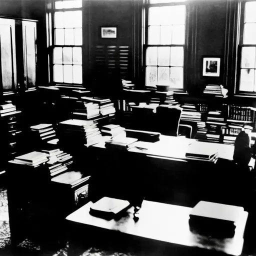 Prompt: Albert Einstein's desk on the day of his death.