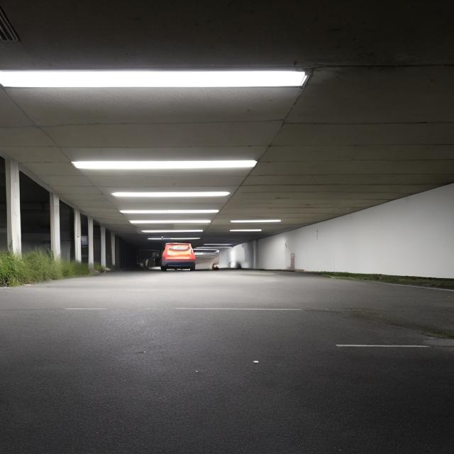 Prompt: Liminal space of a car park.