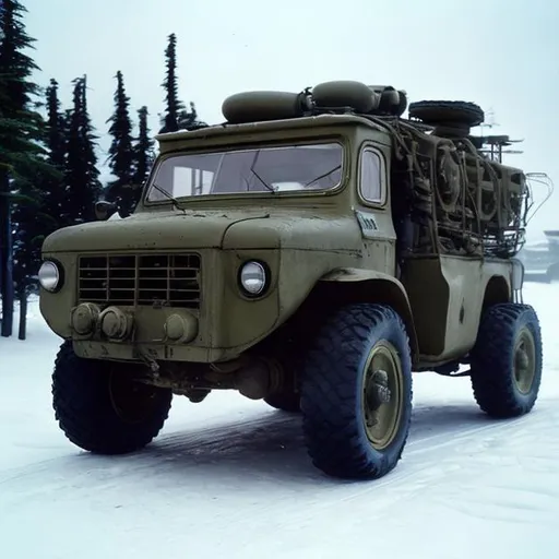 Prompt: The Soviet Antarctic off-road vehicle Kharkovchanka.
