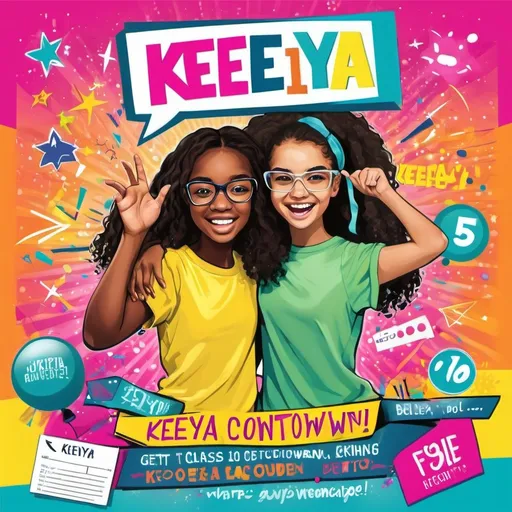 Prompt: 
create a unique poster for Keeya use bright colors, bold fonts, and a playful design to make the poster visually appealing and motivating for a teenager to include "Keeya's Class 10 Exam Countdown!" "Get Ready to Rock the Boards, Keeya!" "Shine Bright, Keeya! You Got This!" "Believe in Yourself, Keeya! You Are Amazing!" "Success is Just Around the Corner, Keeya!"