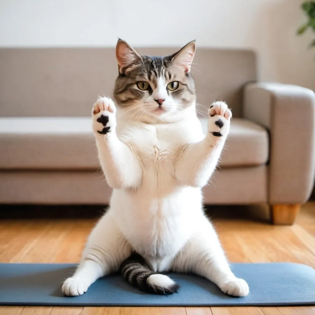 Prompt: a cat doing yoga
