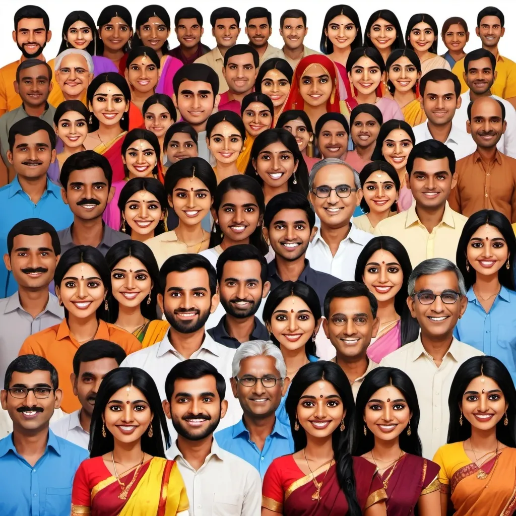 Prompt: create large cartoonish avatar collage of indian people
