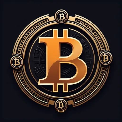 Prompt: Design a logo that incorporates iconic Bitcoin elements, like the 'B' symbol and blockchain links, within a crest to convey strength and enduring value.