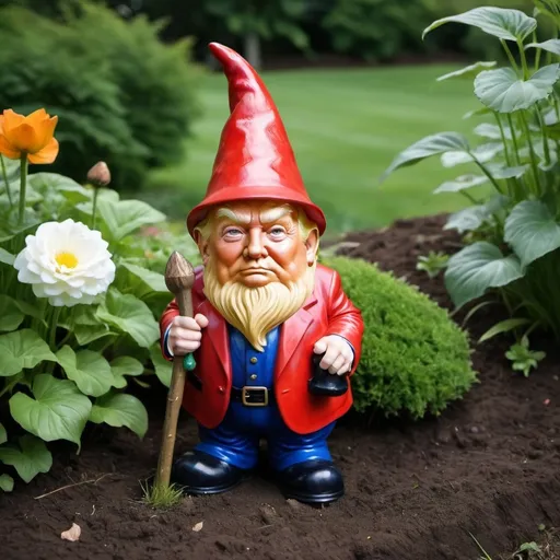 Prompt: donald trump as a garden gnome